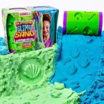 Galaxy/Ocean, 10 Ounces of SlimySand in 2 (Blue and Green), 2 Rollers & Stamps, Reusable Storage Container. Super Stretchy & Moldable!, 5oz