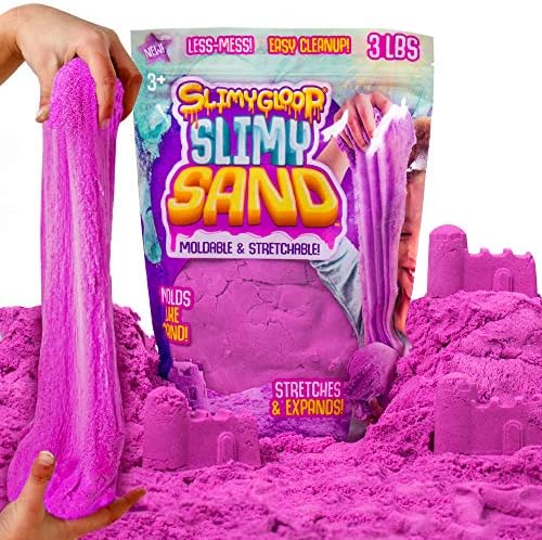 SLIMYGLOOP Slimy Sand, 3 Lbs of Stretchable, Expandable, Moldable Cloud Slime, Non-Stick, Purple Play Sand in A Resealable Bag, Great Sensory Activity, Tactile Fun for Kids Ages 3, 4, 5, 6