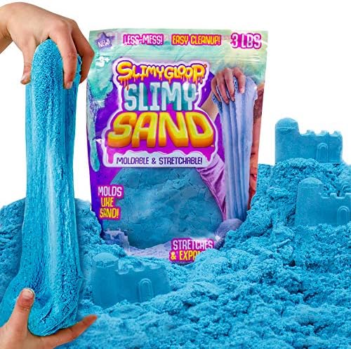 3 Lbs of Stretchable, Expandable, Moldable Cloud Slime, Non Stick, Slimy Play Sand in A Resealable Bag, Blue- A Sensory Activity, Light Blue, 3lb