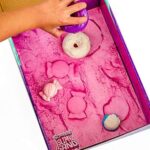 Sweet Treats, 2 Pounds of SlimySand in 5 Colors (Pink Glitter, White Glitter, and Pink, Blue and Purple), 6 3D Molds & Reusable Box For Play. Super Stretchy & Moldable Cloud Slime!