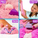 Sweet Treats, 2 Pounds of SlimySand in 5 Colors (Pink Glitter, White Glitter, and Pink, Blue and Purple), 6 3D Molds & Reusable Box For Play. Super Stretchy & Moldable Cloud Slime!